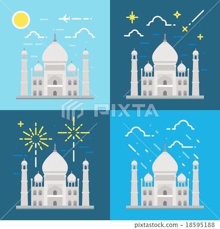 Flat design 4 styles of Taj Mahal India 18595188