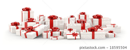 White gift boxes, presents isolated 3d rendering White gift boxes, presents isolated 3d rendering 18595504