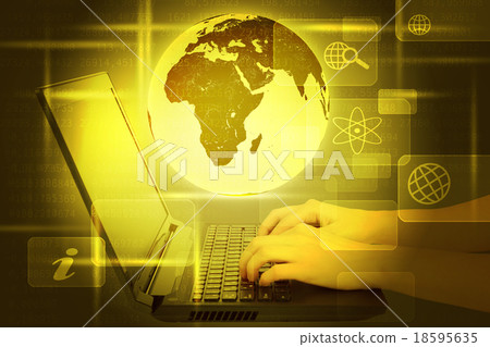 Womans hands with laptop 18595635