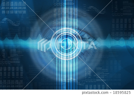 Abstract background with human eye and graphs 18595825