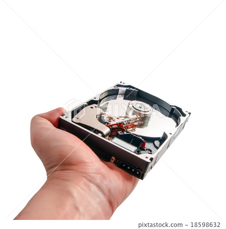 hard disk in hand isolated on a white background 18598632