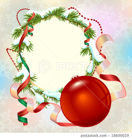 Christmas card template. Fir branch frame and Christmas card template. Fir branch frame and 18600029