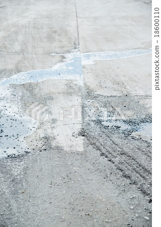 A road damaged by rain A road damaged by rain 18600110