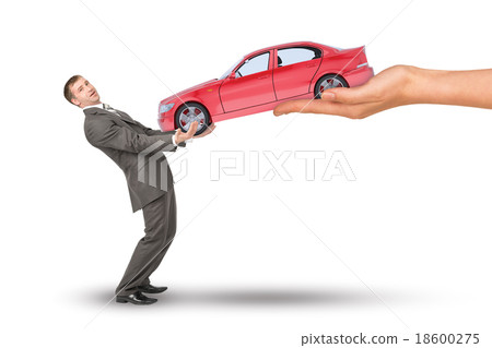 Hand giving red car to businessman 18600275