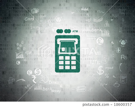 Currency concept: ATM Machine on Digital Paper Currency concept: ATM Machine on Digital Paper 18600357