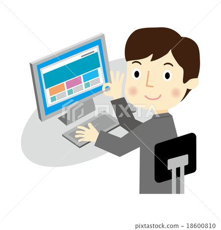 A businessman operating a desktop PC A businessman operating a desktop PC 18600810