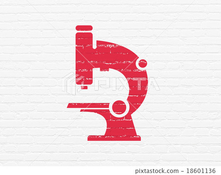 Science concept: Microscope on wall background Science concept: Microscope on wall background 18601136