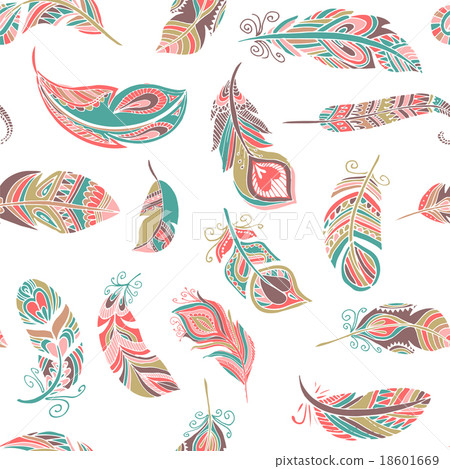 Bohemian style feathers seamless pattern Bohemian style feathers seamless pattern 18601669