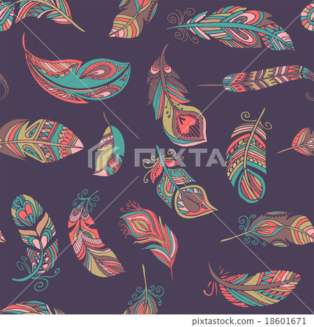Bohemian style feathers seamless pattern Bohemian style feathers seamless pattern 18601671