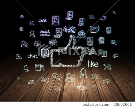 Social network concept: Thumb Up in grunge dark Social network concept: Thumb Up in grunge dark 18602608