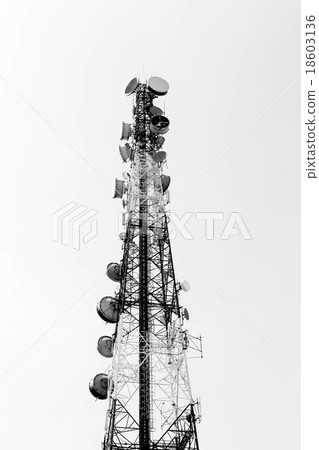 Telecommunication post with satellite dish 18603136