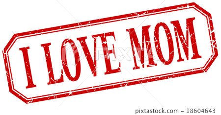 i love mom square red grunge vintage label i love mom square red grunge vintage label 18604643