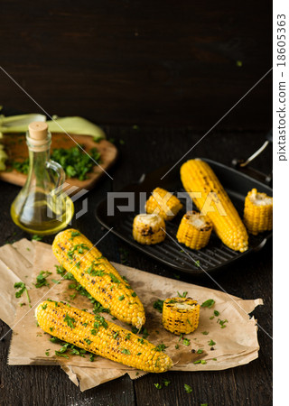 Grilled Corn on the cob with Chili, Cilantro 18605363