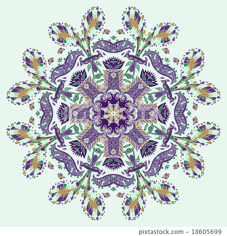 Traditional ornamental paisley bandanna. Traditional ornamental paisley bandanna. 18605699