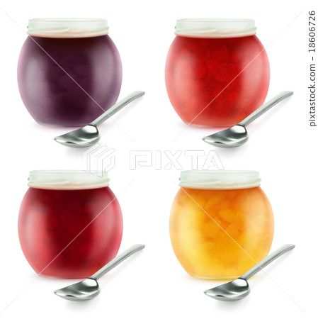 Open jars with fruit jam Open jars with fruit jam 18606726