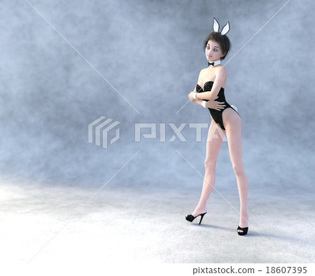Cute bunny girl perming3DCG illustrations material Cute bunny girl perming3DCG illustrations material 18607395