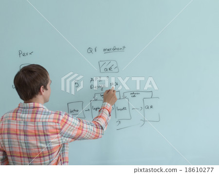 Business man drawing office white board marker 18610277