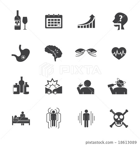 Alcoholism icons set. Vector icons Alcoholism icons set. Vector icons 18613089
