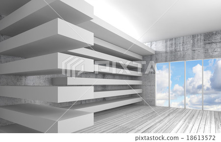 White interior background with wooden floor, 3d White interior background with wooden floor, 3d 18613572