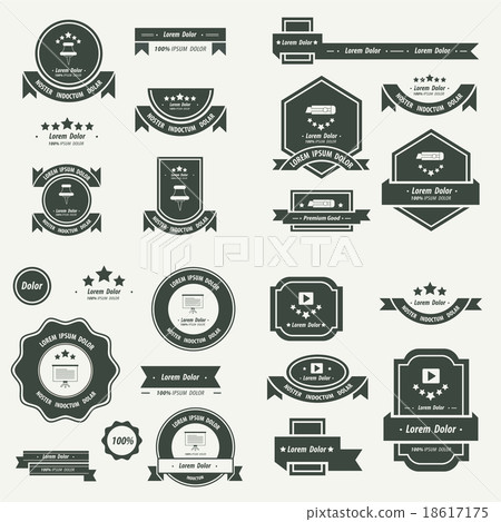 Label And Ribbon template design set black color Label And Ribbon template design set black color 18617175