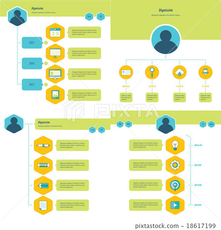 set of timeline design set  green, yellow and blue 18617199