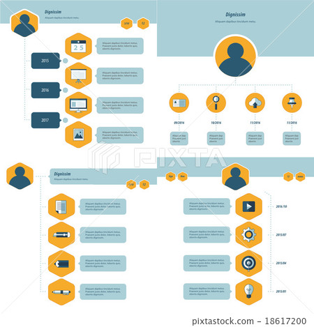 set of timeline design set blue and yellow style set of timeline design set blue and yellow style 18617200