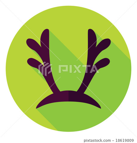 Flat Design Reindeer Antlers Circle Icon 18619809
