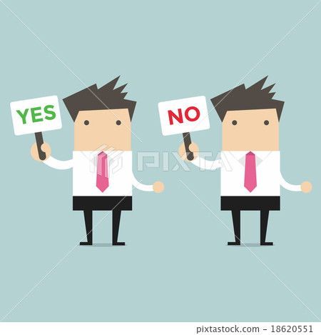 Businessman with a sign Yes and no 18620551