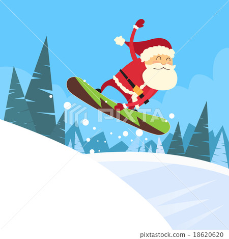 Santa Clause Snowboarder Sliding Down Hill Santa Clause Snowboarder Sliding Down Hill 18620620