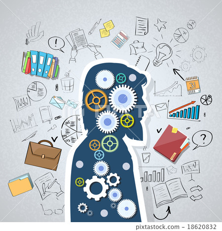 Businessman Head Man Silhouette Cog Wheel Doodle Businessman Head Man Silhouette Cog Wheel Doodle 18620832