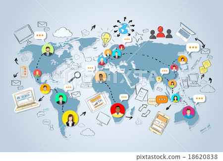 Social Media Communication World Map Concept 18620838