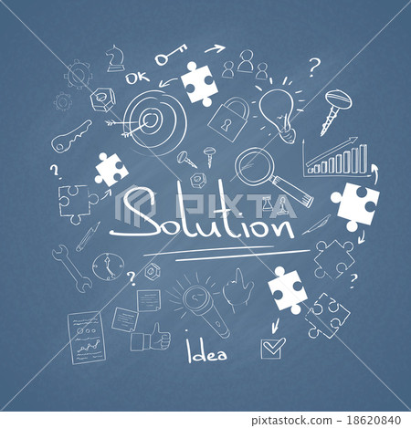 Puzzle Piece White Chalk Black Board Concept 18620840