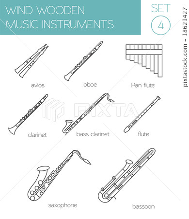 Musical instruments graphic template. Wind wooden. 18621427