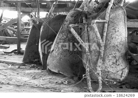 old wheel barrows . black & white picture 18624269