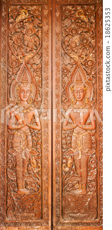 Traditional Thai Style Carving on the Door 18625353