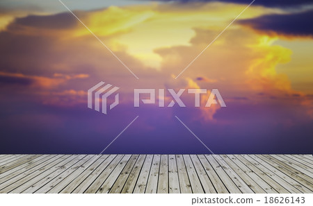 Colorful cloud with wood floor background Colorful cloud with wood floor background 18626143