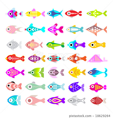 Fish vector icon set 18629264