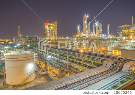 Petroleum and refinery plant on night time 18630246