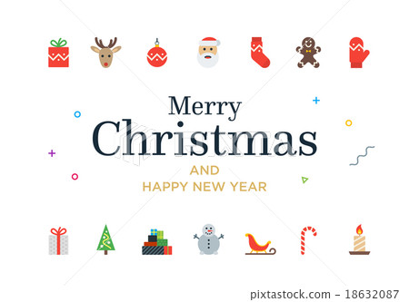 Modern Christmas Card with icons. Minimalistic 18632087