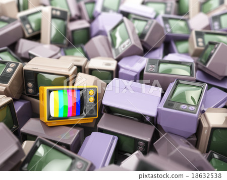 Heap of vintage tv. End of television.  18632538