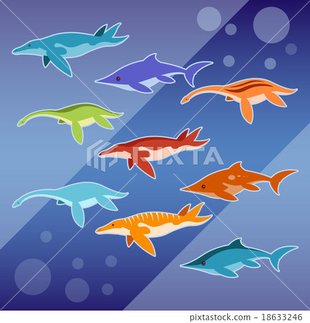 Set of water jurassic reptiles 18633246