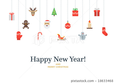 Christmas set of icons and elements, tree, deer 18633468