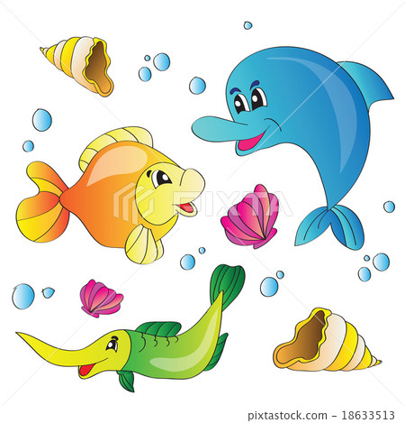 Vector set of images the marine life 18633513