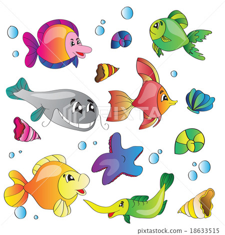 Vector set of images the marine life 18633515