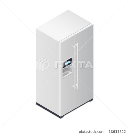Fridge with water dispenser isometric icon Fridge with water dispenser isometric icon 18633822