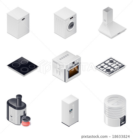 Household appliances isometric icons set, part 1 18633824