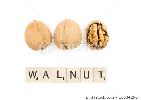 Scrabble character: WALNUT 18634250