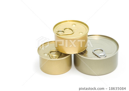 tin can with open key on white background 18635084