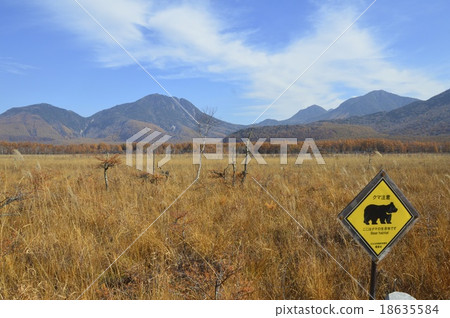 Sign of "bear attention" (Oku-Nikko / Senjogahara / Nikko city, Tochigi prefecture) 18635584