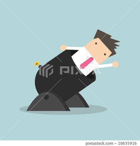 Businessman in a big cannon is ready to go 18635916
